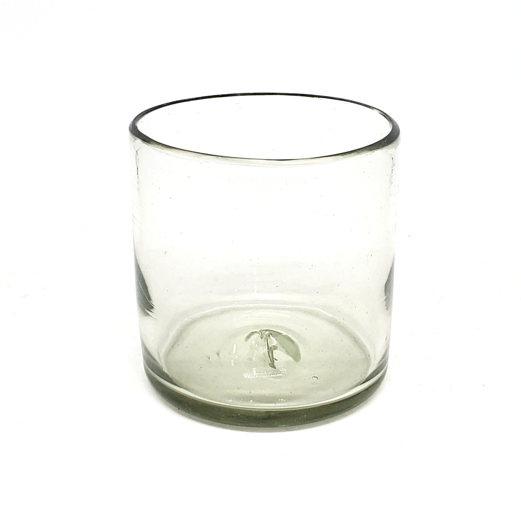 Novedades / Clear 12 oz Large DOF Glasses (set of 6) / Each 12 oz Large Double Old Fashioned Glass is made by hand from amber glass. No two glasses are the same, making these glasses the perfect mismatching set.